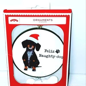 Dachshund Feliz Naughty Dog Christmas Ornament